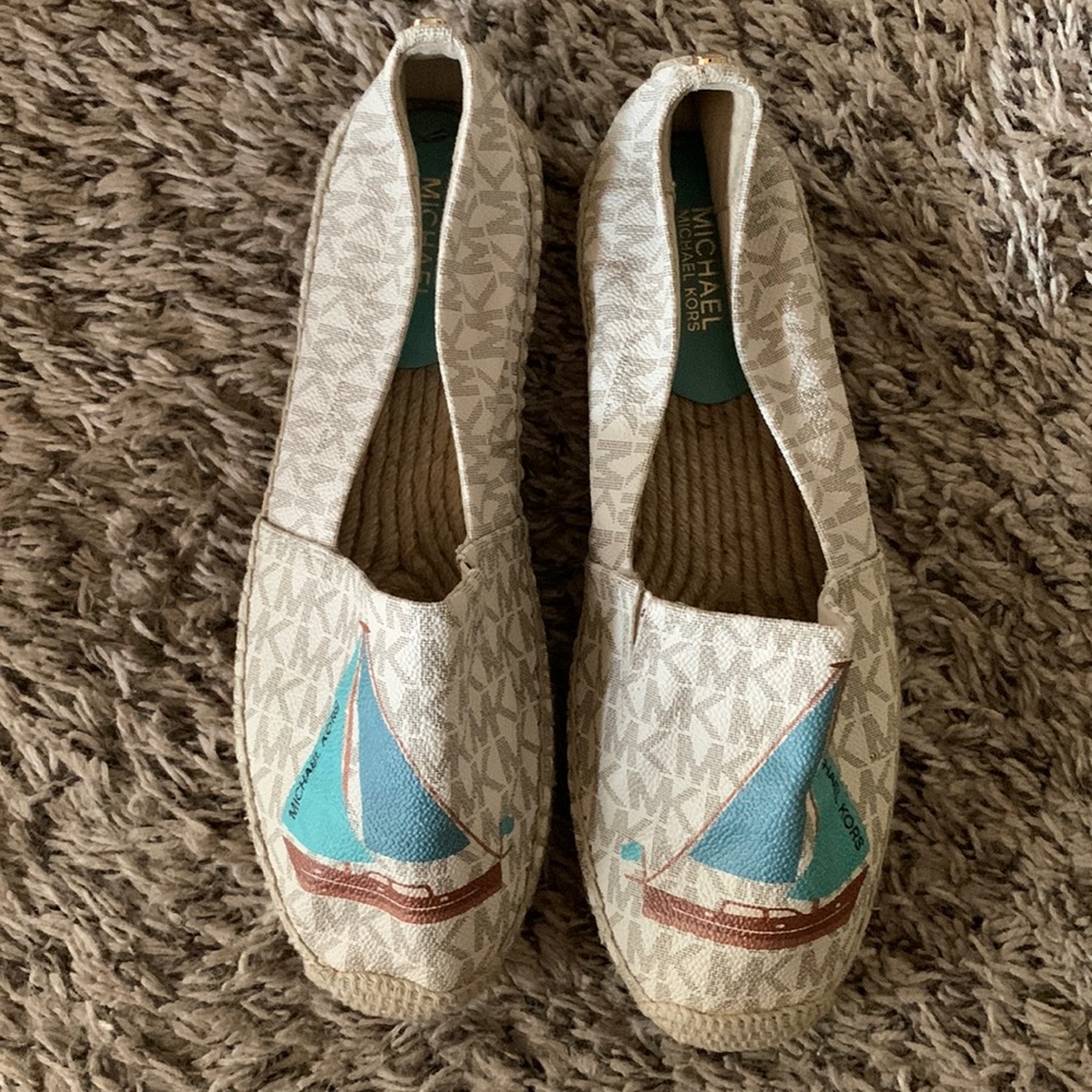 MICHAEL Kors MK LOGO Kendrick Sail Boat Slip-On Espadrille FLATS Shoes